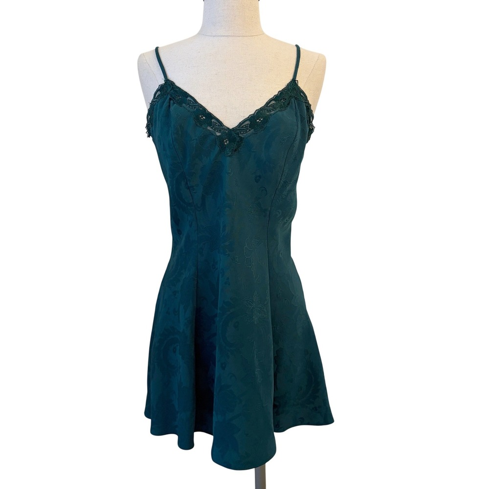 Victorias Secret Slip Dress S Mini Coquette Vintage Gold Label Floral Jacquard